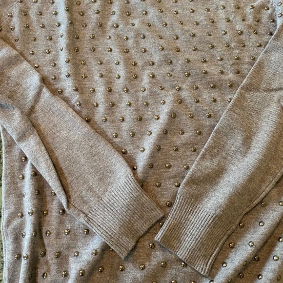 NWT women’s wool Studded sweater gray long sleeve size PS From Burlington Coat - Picture 7 of 8